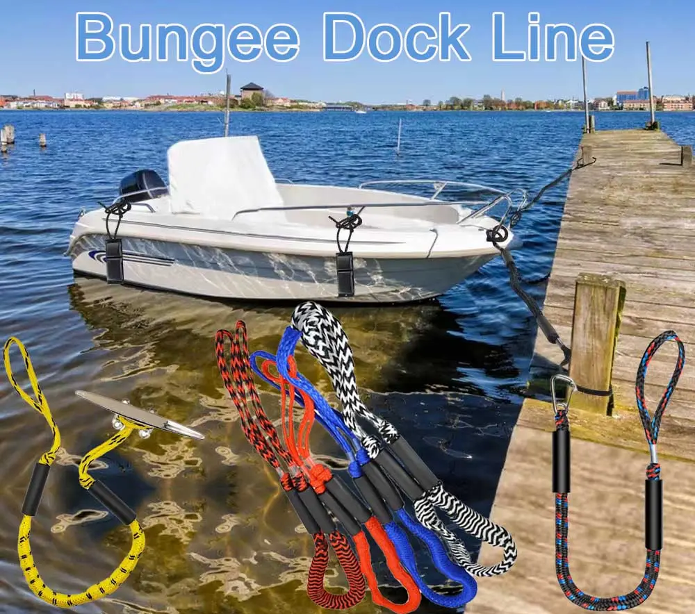 4ft biển Bungee Dock dòng/thuyền Neo đậu dây đôi bện Bungee Dock dòng uhmwpe & PP & polyester Bungee