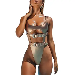Venta al por mayor cinturón de bikini-Bañador con correa ajustable para mujer, traje de baño de una pieza con cinturón dorado, Monokini, Australia, 2020
