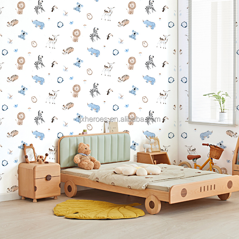 Fresh Lively Zoo Animal Print Wallpaper for Kids Room