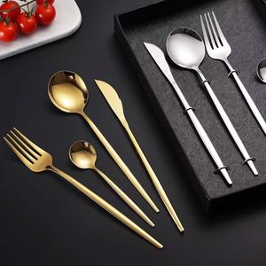 Custom Logo Wedding Cutlery <b>Set</b> Stainless Steel Knife <b>Fork</b> <b>Spoon</b> Silverware Gold Flatware <b>Set</b> - Product Image 3