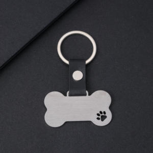 Ywggu स्टेनलेस स्टील गर्म बिक्री खाली pu चमड़े के कुत्ते की हड्डी की हड्डी के साथ उच्च गुणवत्ता वाले अनुकूलित लोगो धातु कुंजी श्रृंखला - Product Image 3