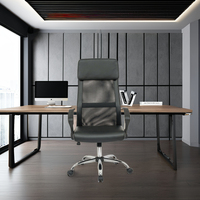 Chaise de bureau ergonomique moderne à dossier haut, accoudoir réglable pivotant, chaise en maille de style ascenseur en cuir et tissu métallique pour jeu exécutif