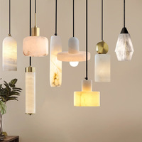 Lampe suspendue en albâtre espagnol en laiton, éclairage de décoration de restaurant moderne simple, marbre naturel, cuivre, lampe de chevet intérieure