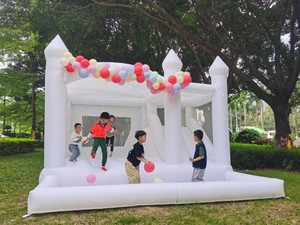 Rental <b>Inflatable</b> White <b>House</b> WIth Slide Bouncer Wedding Castle With Ball Pit White Wedding Wedding <b>House</b> Rental I - Product Image 3