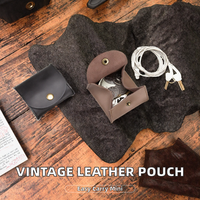 Porte-monnaie miniature en cuir véritable Crazy Horse vintage unisexe fait main, pochette de rangement pour cartes avec bouton, personnalisable, portable, pour les voyages