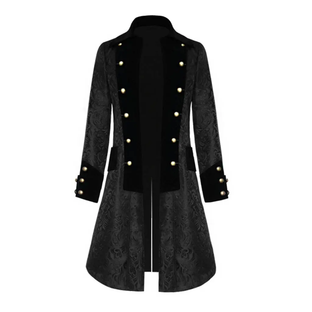 Fashion Men's Tailcoats Button Steampunk Vintage Jacket Gothic Frock Uniform Coat Tailcoat Casual high quality Mens Blouse 2022