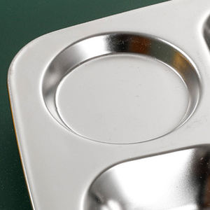 स्कूल कैंटीन रेस्तरां फास्ट फूड डिवाइडेड डिनर प्लेट्स भोजन परोसने वाली स्टेनलेस स्टील ट्रे 6 डिब्बे लंच बॉक्स बच्चों के लिए - Product Image 4