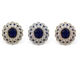 Bague en or blanc massif 18 carats de haute qualité, design vintage du XIXe siècle, saphir bleu taille brillant et diamants véritables, style victorien unique et antique - Product Image 4