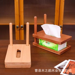 Wooden Tissue Box Holder Natural Color 20x12x17.5cm Square Modern Design Free <b>Standing</b> For Living Room Bedroom Bathroom - Product Image 1