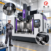 Mesin Bubut CNC Vertikal Dua Kolom dengan Meja Putar, Kepala Spindle, Linear Guide, dan Pemotong Logam untuk US EU
