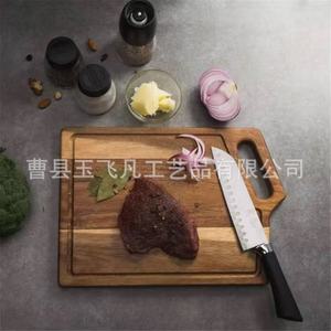 Tabla de cortar de madera de acacia rectangular con asa, tamaño pequeño, mediano y grande para uso en la cocina - Product Image 4