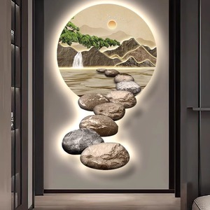 Cuadro Decorativo con Luz LED de <span class=keywords><strong>Paisaje</strong></span> Clásico Chino, Naturaleza Muerta, Arte para Colgar en la Pared - Product Image 4