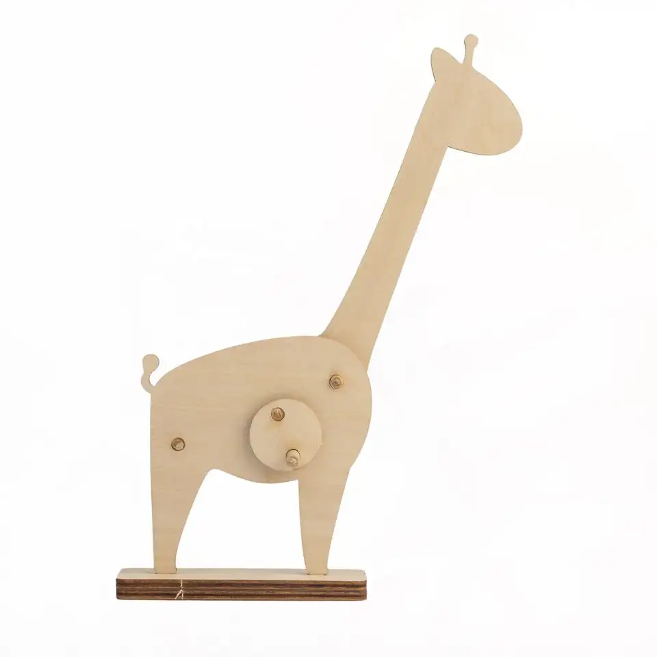 Houten Giraffe Beeldje Huisdecoratie Houten Speelgoed Geschilderd Giraf Handsnijwerk, Houten Dierenbeeld