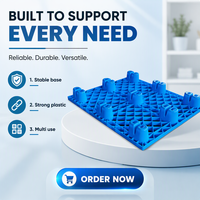 Palette en plastique moulé monobloc HDPE, grille sans soudure, 4 voies, 9 pieds, résistante aux fissures, empilable, pour entrepôt, personnalisable