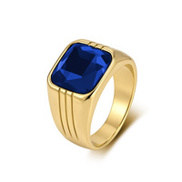Bague en Acier Inoxydable Plaqué Or 18 carats PVD, Bijou Fantaisie avec Pierre Brillante, Anti-ternissement, Étanche, Luxe