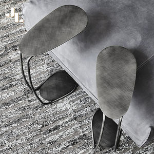 Juego de Mesa Auxiliar Pequeña y Sofá Dorado para Sala de Estar de Estilo Moderno, Muebles de Mesa Esquinera en Forma de C con Marco Metálico para Hotel y <span class=keywords><strong>Restaurante</strong></span> - Product Image 4