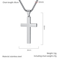 Kalung Liontin Salib Yesus Sederhana Nan Indah Bahan Stainless Steel untuk Pria, Perhiasan Fashion Grosir Religius
