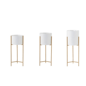 Contenedor <span class=keywords><strong>de</strong></span> 3 uds con soporte <span class=keywords><strong>de</strong></span> metal, maceta suculenta, macetas <span class=keywords><strong>de</strong></span> cerámica blanca baratas con soporte, maceta moderna - Product Image 2