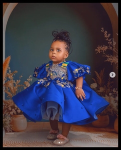 Abiti da damigella d'onore blu reale con perline, abiti da festa per bambine, abiti da compleanno, abiti da principessa per neonate - Product Image 2