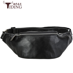 Bolso de cintura de cuero genuino para hombre Tiding, capa superior de piel de vaca, negro 3036 - Product Image 1