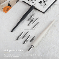 Calligraphie Blanc Dip Pen Set 5pcs Stylo Plume avec 1pc Porte-Stylo Ensemble pour Artiste Anime Bande Dessinée Gothique Calligraphie