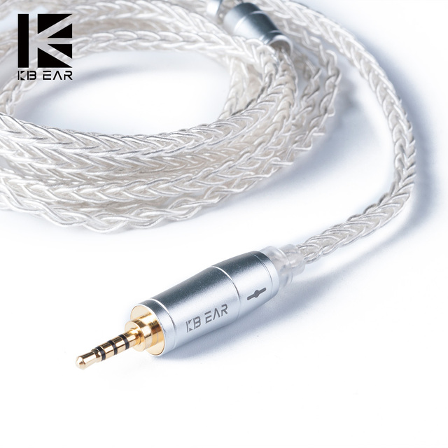 KBEAR 8 Core Silver Plated 2PIN MMCX QDC Replacement Audio Cable Earphone Cable for KZ KS1 KS2 TRI Meteor IEM
