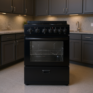 Cuisinière électrique 24 pouces, 4 brûleurs, capacité de 2,7 pieds cubes, plaque de cuisson lisse, autoportante avec tiroir de rangement - Product Image 2