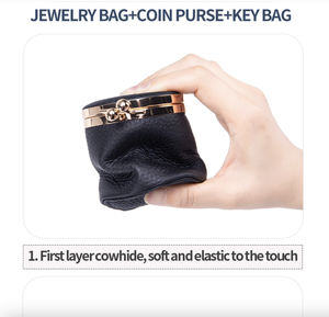 Ando Bag Genuine Cowhide <b>Leather</b> Mini Coin <b>Purse</b> Kiss Lock Small Jewelry Storage Pouch for Women - Product Image 5
