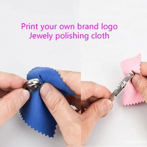 Stampa logo personale personalizzata bianco rosa <span class=keywords><strong>blu</strong></span> oro nero gioiello panno lucidatura gioielli in argento panno lucidatura - Product Image 2