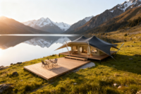 Tente de safari de luxe pour 2 personnes, double, avec salle de bain, balcon, imperméable quatre saisons, lit queen-size, canapé, confort 5 étoiles MeiSu ZP017