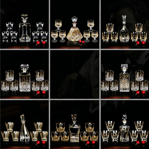 Juego de Decantador de Whisky de Cristal con Borde Dorado, Decantador de 750 ml con Seis Vasos de Whisky de 300 ml, Decantador para Licor, Vodka, Vino, <span class=keywords><strong>Bourbon</strong></span> - Product Image 2