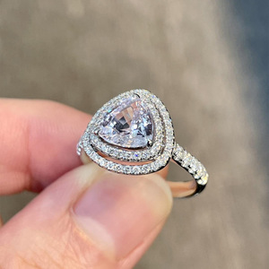 European American Style Luxury <b>Simulated</b> <b>Diamond</b> Ring Geometric Cubic Zirconia Women's Engagement Proposal Ring White Gold Pave - Product Image 4