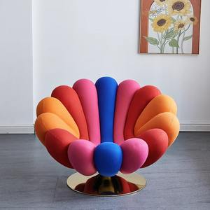 Design nordeuropea Anemone <span class=keywords><strong>Giovannetti</strong></span> sedia fiore singolo tempo libero girevole divano soggiorno camera da letto Hotel tessuto - Product Image 4