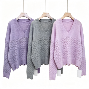 <span class=keywords><strong>Pull</strong></span> tricoté doux pour femme, col <span class=keywords><strong>en</strong></span> V, manches longues, couleur unie, style décontracté et confortable, grande taille, design oversize - Product Image 2