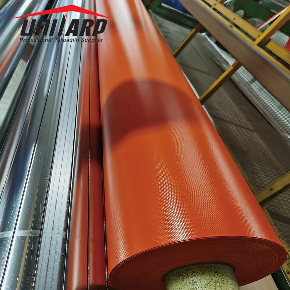 Strong dam vinyl tarpaulin, orange PVC coated polyester fabric tarpaulin for water dam oil booms