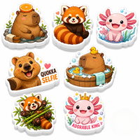 Autocollants personnalisés en vinyle découpés à la forme, résistants au lave-vaisselle, motifs mignons de Capybara et Axolotl, étiquettes adhésives imprimées pour sceller les boîtes d'emballage