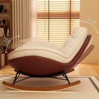 Fauteuil à bascule surdimensionné en daim avec repose-pieds, chaise longue inclinable de 93 cm de large, siège de loisirs nordique pour salon, chambre et hôtel