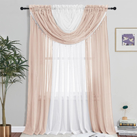 Rideau de fenêtre en voile transparent de designer, panneau complet avec cantonnière intégrée, demi-intimité, pour salon, chambre à coucher, salle à manger