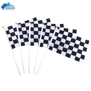 Индивидуальный полиэфирный рекламный черно-белый клетчатый ручной флаг с принтом, низкая цена, автомобильный Гоночный флаг, черный и белый флаг - Product Image 2