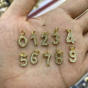 Bijoux en laiton antique, Design personnalisé, Micro pavé, cubiques en zircone, porte-bonheur, pendentif avec numéro, collier pour femmes, filles, meilleur ami - Product Image 3
