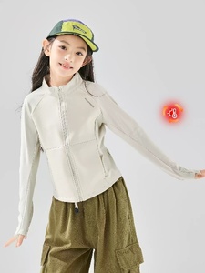 Veste de sport pour filles, haut à col montant, vêtements d'entraînement en plein air pour enfants, vêtements de yoga ajustés pour grandes filles, <span class=keywords><strong>tenue</strong></span> de printemps - Product Image 3