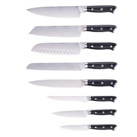 5cr15mov Roestvrijstalen Keukenmesset Klassieke Japanse Kookvleessnijder Klein Keukenmes Zwart Hout Stalen Punt Chef 'S