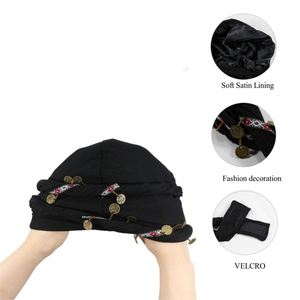 Nouvel Arrivage – Bonnets pour Femmes à Haute Élasticité, Style Décontracté, avec Motif Pièce d'Or et Pompons, Tendance Ethnique, Doublure en Satin - Product Image 3