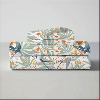 Ensemble de draps de lit double king size 4 pièces ultra doux 100% coton rayés/à motifs floraux pliés |   Literie écologique 400TC