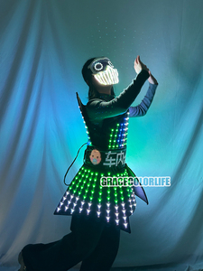 Conjunto de Disfraz de Ballet LED a Todo Color para Mujeres Adultas, Falda Brillante para Cantantes de Club Nocturno, DJ, <span class=keywords><strong>GoGo</strong></span>, Bailarina Principal, 100% Poliéster - Product Image 3