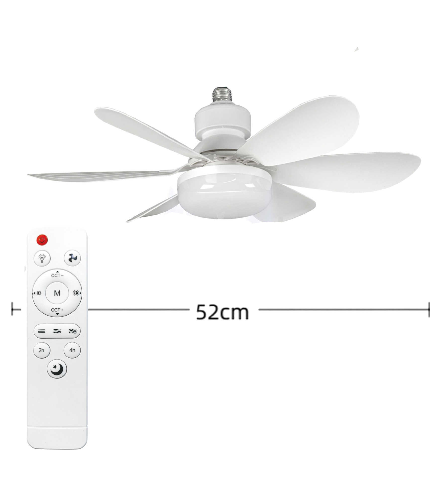 Modern Silent LED Ceiling Fan Living Room 60W DC 220V ABS Lamp Body E27 Converter Base Remote Control 3-Speed Dimmable
