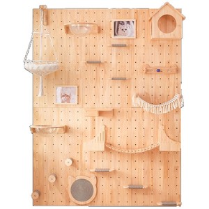 Tiragraffi e Cuccia Integrati per Gatti, Moderni, Senza Foratura, per Piccoli Spazi Domestici, con Pannello Forato da Parete, Tiragraffi e Amaca in Cartone - Product Image 5