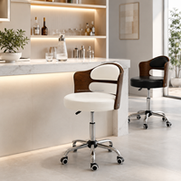 Tabourets de bar pour îlot de cuisine, en cuir PU multicolore, réglables, pivotants, avec roulettes, dossier confortable, coussin épais, pour extérieur et hôtel