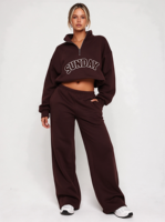 Pull à col zippé Drive Boxy pour femme, couleur chocolat, taille L, en molleton de coton 400 g/m², coupe oversize, chaud, idéal pour l'hiver