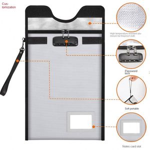 Portable Resistant Fireproof Waterproof A4 <b>File</b> Bag with Lock Flame Pouch Cash Bag Receipt Card <b>Storage</b> Retardant <b>File</b> Bags - Product Image 3